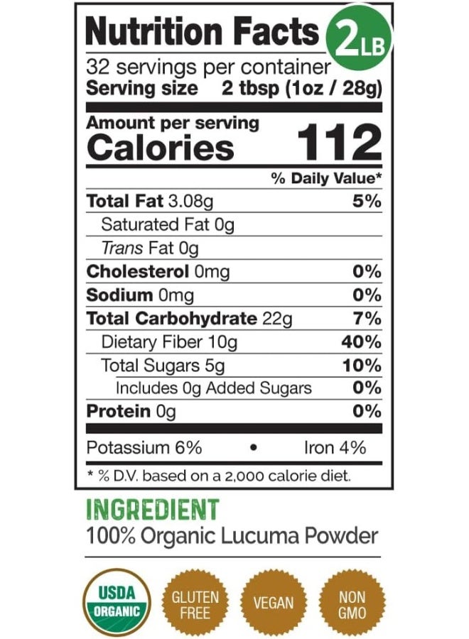 HerbaZest Lucuma Powder Organic - Delicious and Fiber Packed - Vegan - 2 LB (32oz / 907g) - Tasty Addition to Smoothies, Baked Goods, Cereal, Ice Cream & More! - Image 2